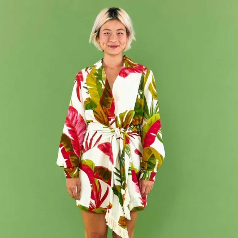 White spring flower mini dress